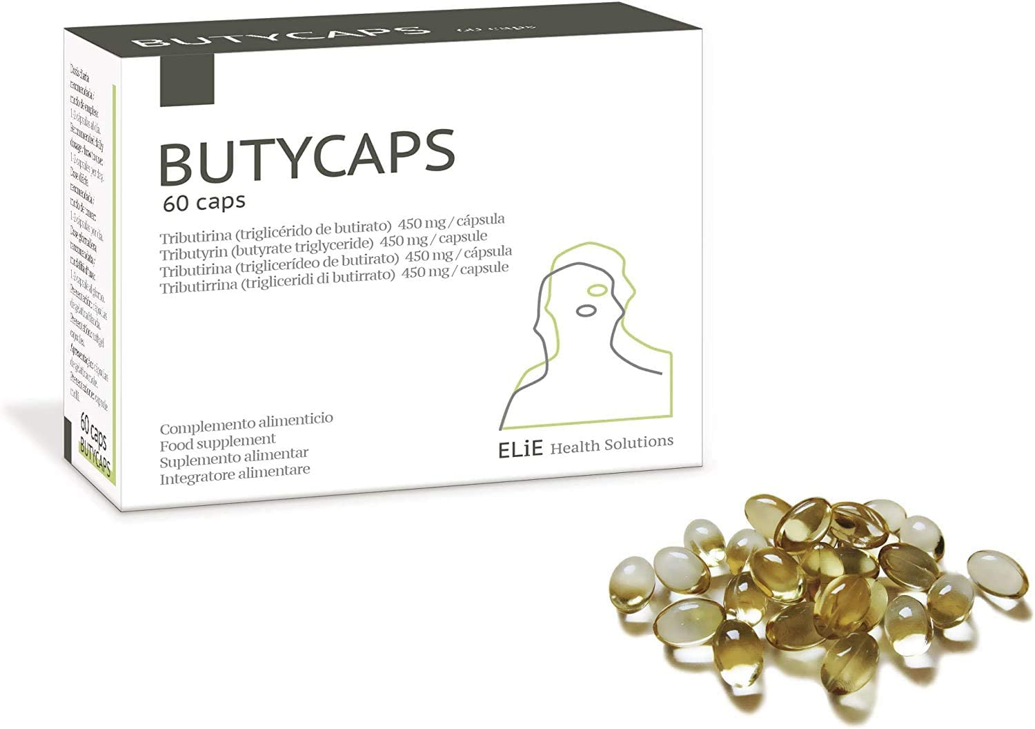 B07T31Y45M Butycaps - Tributyrin 450 mg - Butyric Acid 394 mg per Capsule - 60 Softgel Capsules