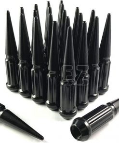 B077X3YSDP 24 Pc Solid Spline Spike Lug Nuts Kit 12x1.25 Black