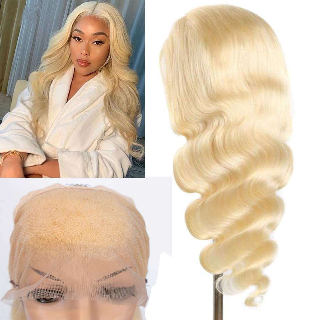 B08Q8CRJ63 613 Blonde Body Wave Lace Front Wig Human Hair 20inch 10a 13x4 Lace Front Wig Body Wave Human Hair with Baby Hair 150% Density lace front wigs human hair (20 Inch, 613 Blonde)
