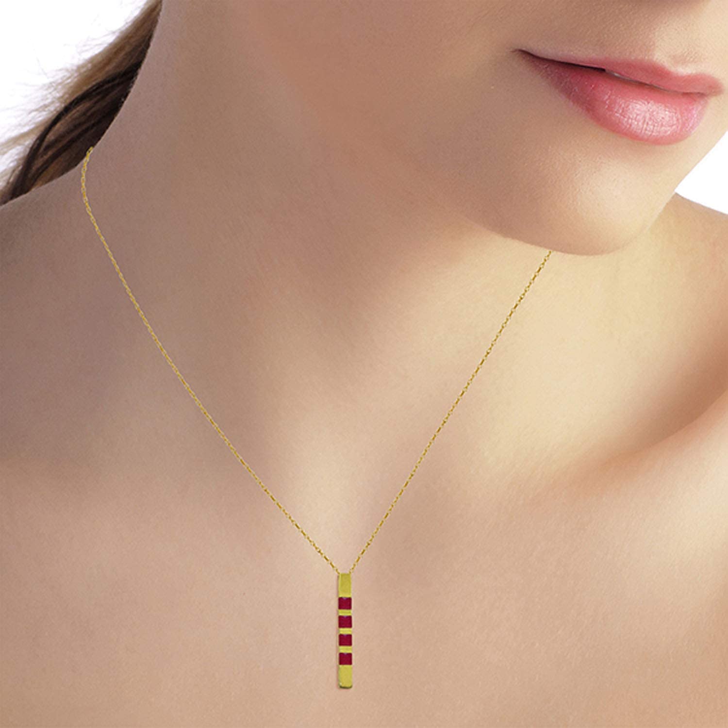 B07J48CVRD Galaxy Gold 14k Solid Yellow Gold Necklace Bar 0.35 ct Ruby