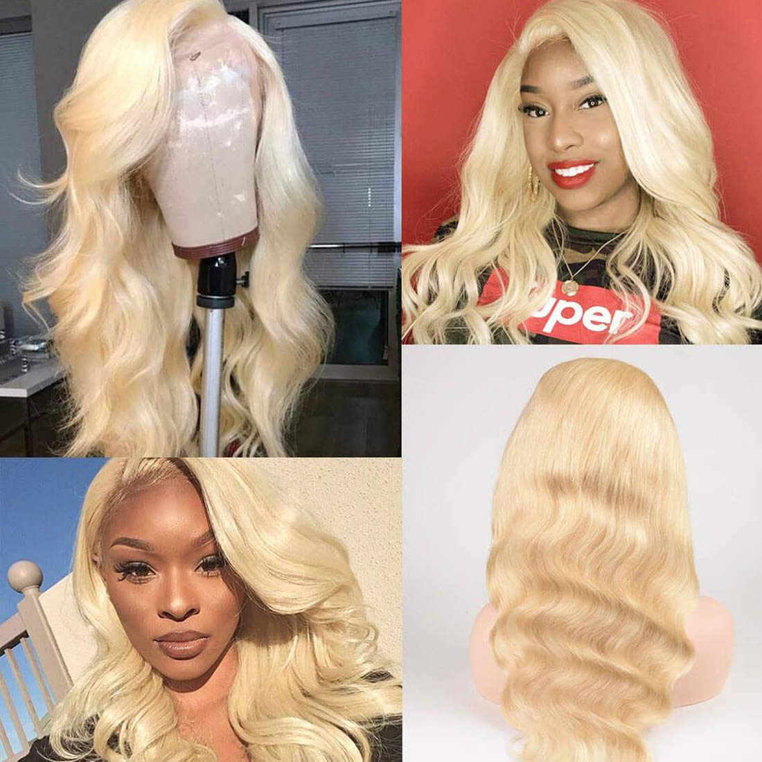 B08Q8CRJ63 613 Blonde Body Wave Lace Front Wig Human Hair 20inch 10a 13x4 Lace Front Wig Body Wave Human Hair with Baby Hair 150% Density lace front wigs human hair (20 Inch, 613 Blonde)