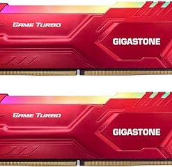 【RGB DDR4 RAM】 GIGASTONE Game Turbo 32GB Kit (2x16GB) DDR4 3200MHz PC4-25600 CL 16-18-18-40 Intel XMP 2.0 AMD Ryzen 1.35V UDIMM 288 Pin Unbuffered Non ECC High Performance Gaming Desktop Memory - Red