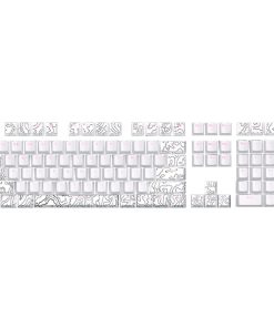 108 Keys Dye Sublimation Keycaps Line White Front Print Backlit Shines Through Keycaps for Keyboard
