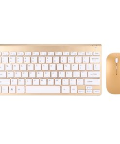 Zunate Keyboard and Mouse Combo, Ultra Slim Computer Keyboard, Ergonomic Silent Mouse, Compact USB Keyboard Mouse Set for PC, Laptop,Tablet (Gold)