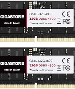 【DDR5 RAM】 GIGASTONE 64GB Kit (2x32GB) DDR5 4800MHz PC5-38400 CL 40-40-40-77 1.1V SODIMM 262 Pin Unbuffered Non ECC High Performance Notebook Laptop Memory Upgrade
