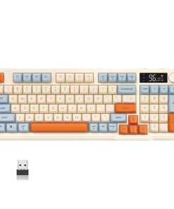 ZIYOU LANG Membrane Wireless Gaming Keyboard, Quiet Silent Keys Bluetooth/2.4GHz Dual Mode Keyboard with Display Screen & Knob, Rainbow LED Backlit Media Keys Keyboard for PC Laptop Pad Smartphone