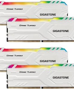 【RGB DDR4 RAM】GIGASTONE Game TURBO 64GB Kit (4x16GB)DDR4 3200MHz PC4-25600 CL16-18-18-40 Intel XMP 2.0 AMD Ryzen 1.35V UDIMM 288 Pin Unbuffered Non ECC High Performance Gaming Desktop Memory - White