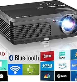 [-$168]1080P Projector with WiFi Bluetooth, HD Outdoor Movie Projector Android OS 7500Lm Home Theater Support 4D Keystone/Zoom/200” Display Compatible with Phone/PC/Fire Stick/DVD/PS5/HDMI/USB