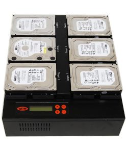 1 to 5 Flatbed SATA HDD/SSD Duplicator - 9GB/Min - Standalone Copier & Eraser/Sanitizer for Multiple 3.5" & 2.5" Hard Disk & Solid State Drives - Speeds up to 150MB/Sec (SYS405HDD)
