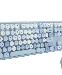 104 Keys Wireless Keyboard Mouse Combo, Sweet Punk Style Ergonomic Mechanical Hand Feel Keyboard Mouse Combo for WinXPwin7/win8/win10 (Size : Blue)