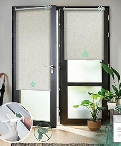 Yoolax Motorized Blinds with Remote【No Drill Cordless】 Light Filtering Smart Blinds for Windows Customized Size Automatic Window Shades Work with Alexa Google(50% Shading-Linen Beige)
