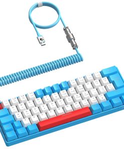 ZIYOU LANG RK-T60 Wired Mechanical Gaming Keyboard Mini Portable with Rainbow Backlit 62Key ABS Keycaps Full Anti-Ghosting Ergonomic Design Coiled Aviator Cable for PS4/PC/WIN Gamer(Blue/Red Switch)