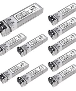 10Pack 10G SFP+ LC Module, 10GBase-SR Multi-Mode Ethernet Transceiver, 850nm MMF up to 400m – Compatible with Cisco, Meraki, Ubiquiti, Mikrotik, Netgear, HPE, TP-Link, Aruba and More