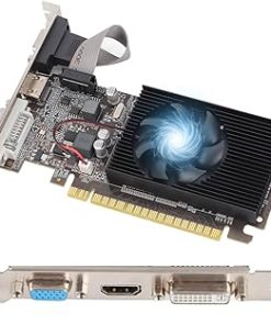 Zunate GT610 Graphic Card, 1GB DDR3 Graphics Card, 64 Bit Image Card Game Graphics Card Support DVI VGA, PCI Express x16 Desktop Video Card with Silence Cooling Fan