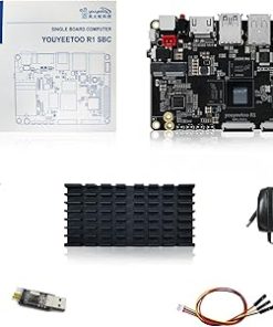 youyeetoo R1 WiFi 6 Single Board Computer -Rockchip RK3588S -6 Tops NPU & 8K Display -Support HDMI 2.1, SATA 3.0, PCIe 2.0 SSD, USB Host x5, Onboard NFC -AIoT Control/NAS (4GB RAM+32GB eMMC Kits)