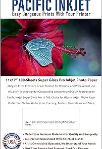 11x17 100 Sheets Professional Glossy Inkjet Photo Printing Paper 11mil 260gsm For Photo Prints with Your Inkjet Printer (11-x-17-inch)
