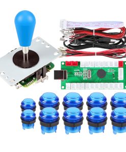 1 Player Arcade Buttons Joystick DIY Kit Parts Include 1x Ellipse Balltop Handle Stick 10x LED Arcade Button 1x USB Encoder Controller for PC MAME Raspberry Pi Windows (Blue)