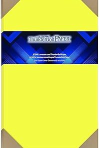 100 Bright Neon Yellow Fluorescent Color Cardstock - 8.5" X 14" (8.5X14 Inches) Legal|Menu Size - 65# lb/Pound Light Card Weight Cover Paper - Quality Printable Smooth Surface Sheets
