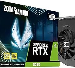 ZOTAC Gaming GeForce RTX 3050 6GB GDDR6 Solo 96-bit 14 Gbps PCIE 4.0 Super Compact Gaming Graphics Card, ZT-A30510G-10L