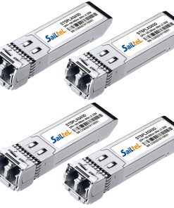 10GBase-SR SFP+ Transceiver, Gigabit Multimode SFP LC Duplex Transceiver,10G 850nm MMF, up to 300 Meters,Compatible with Cisco, Ubiquiti , Mikrotik,Netgear, Fortinet,D-Link,Linksys and More (4 Pack)