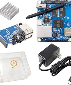 Zero 2 1GB Allwinner H616 Quad Core 64 Bit with 2MB SPI Flash, Support WiFi 5 and Bluetooth 5.0, Single Board Computer Run Android,Ubuntu(Zero2+Heat Sink+Expansion Board+Case+Power Supply)