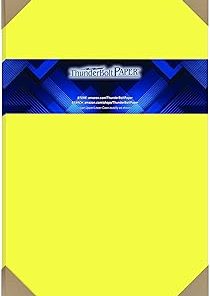100 Bright Neon Yellow Fluorescent Color Cardstock - 12" X 18" (12X18 Inches) Large|Poster Size - 65# lb/Pound Light Card Weight Cover Paper - Quality Printable Smooth Surface Sheets
