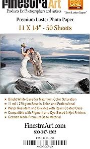 11" X 14" Premium Luster Inkjet Photo Paper - 50 Sheets