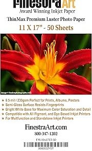 11" X 17" ThinMax Premium Luster Inkjet Photo Paper - 50 Sheets