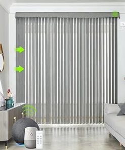 Yoolax Motorized Vertical Blind, Sliding Door Blinds, Blinds for Sliding Glass Doors with Alexa, Door Blinds with Power Motor, Custom Size, Suitable for Sliding Patio Glass Doors Window, Smoky Grey