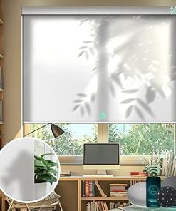 Yoolax Motorized Blinds with Remote, Light Filtering Smart Shades Work with Alexa Google Home, Automatic Blinds for Windows Custom Blinds for Living Room（50% Blackout Pure White）