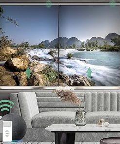 Yoolax Motorized Printed Roller Shades, Personalized Image Picture Printed Smart Blinds with Remote Automatic Blinds for Windows Directly Work with Alexa Custom Size (Sea)