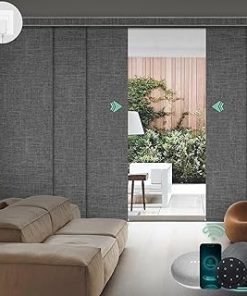 Yoolax Custom XL Smart Sliding Door Blinds, Motorized Sliding Panel Blinds Compatible with Alexa, Blackout Vertical Blinds for Glass Doors, Patio Doors, Closet Doors, Fabric-Dark Grey