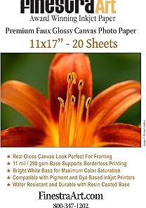 11" X 17" Premium Faux Glossy Canvas Inkjet Photo Paper - 20 Sheets