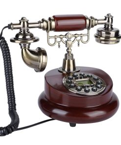Zerone Corded Phone, Vintage European Antique Landline Telephone, Digital LCD Display, Fixed with Hanging Headset, Premium Resin Material, Home Hotel Office Decor