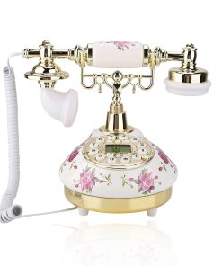 Yoidesu Retro Landline Telephone, European Old Fashioned Classic Fixed Digital Telephone with Push Button LCD Display, Automatic Detection to FSK/DTMF Caller ID, for Home Office Hotel Decor