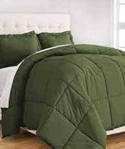 : Light Weight Comforter 3 Pcs. Ultra-Soft Luxury 400 GSM Hotel-Style Thicker for Winter Colder Weather 100% Egyptian Cotton 500 TC -Extra Large Oversized Size (120''X136'') Solid Moss