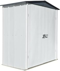 107 cu ft Galvanized Steel Patio Storage Shed, Grey and Anthracite
