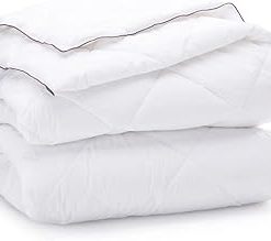1 Piece White Comforter King Size 230 Thread Count Geometrical Pattern Squared Box Stitched 100% Cotton Fabric Extra Soft Ultra Plush | All Season Aesthetic Bedding Smooth Polyester Fill Breathable