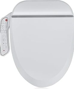 ZMJH ZMA102 Bidet Toilet Seat, Elongated Smart Unlimited Warm Water, Vortex Wash, Electronic Heated, Warm Air Dryer, Rear and Front Wash, LED Light, Need Electricity, White, (Elongated)