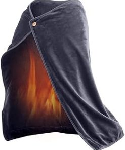 YOPOIY Flannel Electric Blanket Warm and Fluffy Heated Blanket with Timer, 6 Heating Levels Electric Throw, Machine Washable -grey-130×150cm (51×59inch)