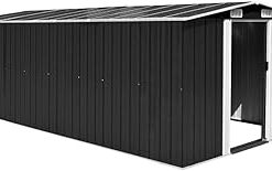 'vidaXL Metal Garden Shed in Anthracite - Spacious Steel Construction with Front and Back Vents, Double Sliding Doors for Easy Access - 101.2"x192.5"x71.3"