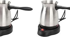 Zerodis 2Pcs Turkish Electric Coffee Maker,600ml Stainless Steel Electric Coffee Brewing Machine Coffee Brewing Kettle Electric Tea Pot Water Kettle for Tea Milk Coffee