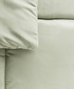 1 Piece Sage Green Comforter Twin Size 68 inches Wide x 88 inches Long Down Alternative Baffle Box Construction Solid Color | All Season Farmhouse Bedding Glamorous Extra Soft Plush Smooth Greenish