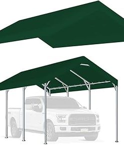 10'x20' Upgraded Carport Replacement Top Canopy Cover for Car Garage Shelter Tent Party Tent with Ball Bungees Green (Only Top Cover, Frame is not Included)