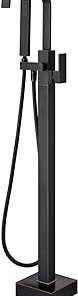 Freestanding Bathtub Faucet Tub Filler Oil Rubbed Bronze Waterfall Floor Mount Single Handle Brass Bathroom Faucets with Hand Shower