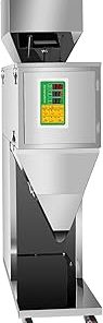 10-999g Particle Filling Machine Automatic Filler Machine Stainless Steel Weighing Filling Machine with Foot Pedal 8 Speed Adjustable Powder Filler Particle Dispenser for Tea Seeds Grains