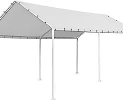 10x20 Carports Garage Boat Shelter Tent Heavy Duty Carport Car Canopy Waterproof UV Protection for Tractors, Boat and Car, White