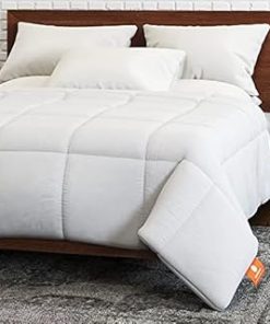 1 Piece Fluffy Down Alternative Comforter Full Lightweight Cooling Beautiful Modern Contemporary Box Stitch Timeless Aesthetic White Bedding Ultra Soft Cozy Plush Cute All Season Solid Color Elegant