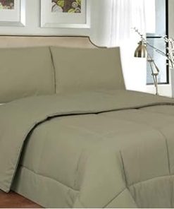 1 Piece Light Blue Comforter Full Size All Season 78 inches Wide x 88 inches Long Geometrical Down Alternative | Home Bedding Baffle Box Stitched Squared Polyester Cover Material Block Pattern Neat