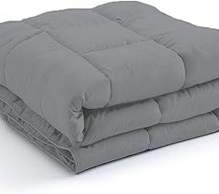 100% Geniune Organic Cotton 500 GSM Box Stitched Comforter GOTS Certified Luxury Light-Weight Italian Finish Cozy Ultra-Soft Fluffy Breathable(Full/Queen,Elephant Grey)